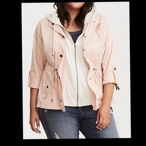 Torrid size 0 Blush Hooded anorak jacket